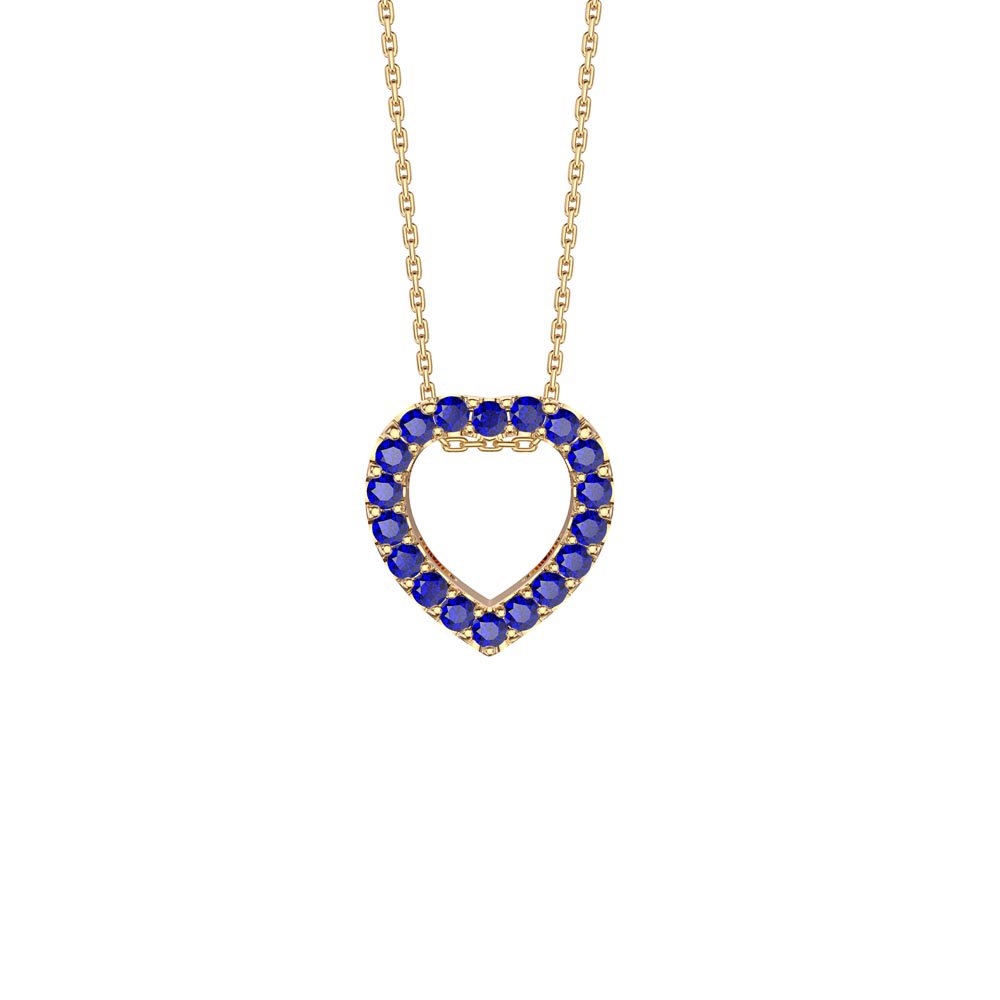 Infinity Heart Sapphire Solitaire and Halo 18ct Gold Vermeil Pendant Set #2