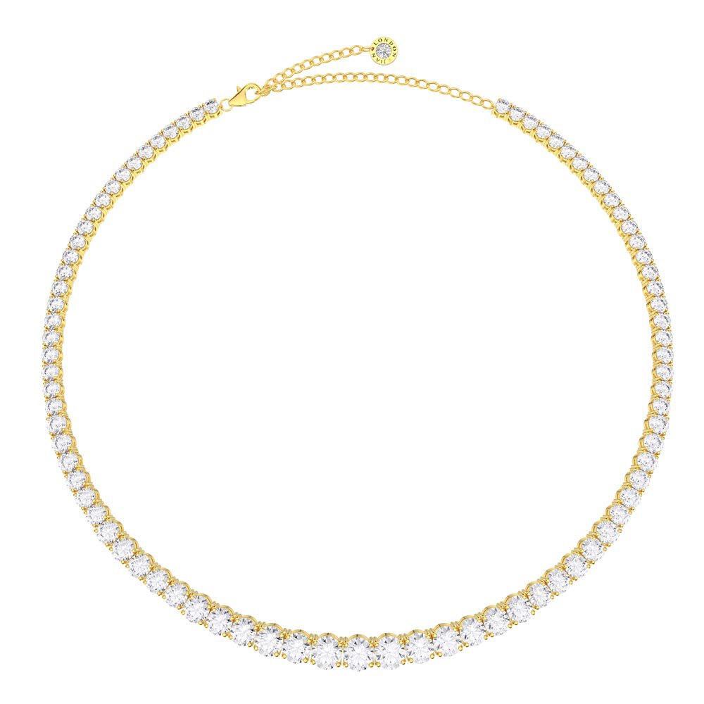 Eternity 30ct Diamond CZ 18ct Gold plated Silver Graduated Tennis Necklace