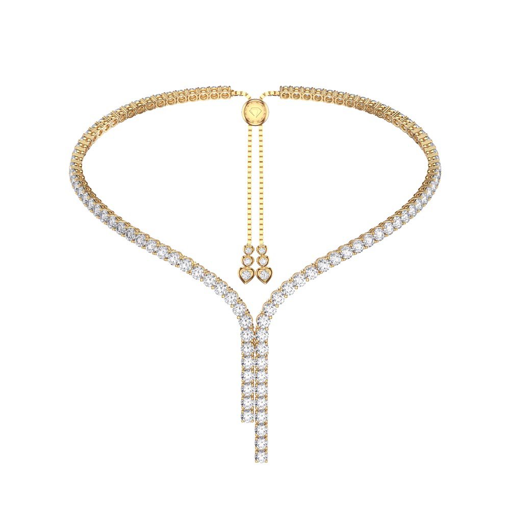Eternity Asymmetric Drop Diamond CZ 18ct Gold plated Silver Tennis Necklace