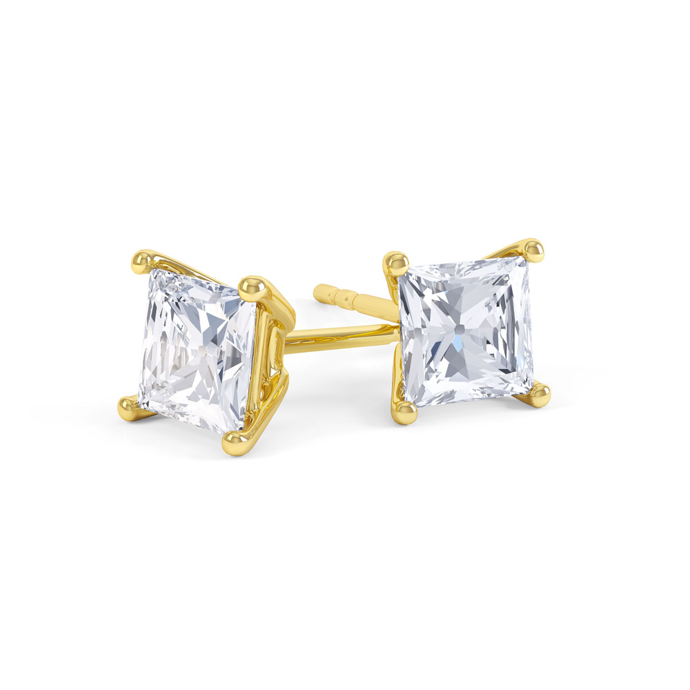Charmisma 1ct White Sapphire 18ct Gold Vermeil Princess Stud Earrings #1