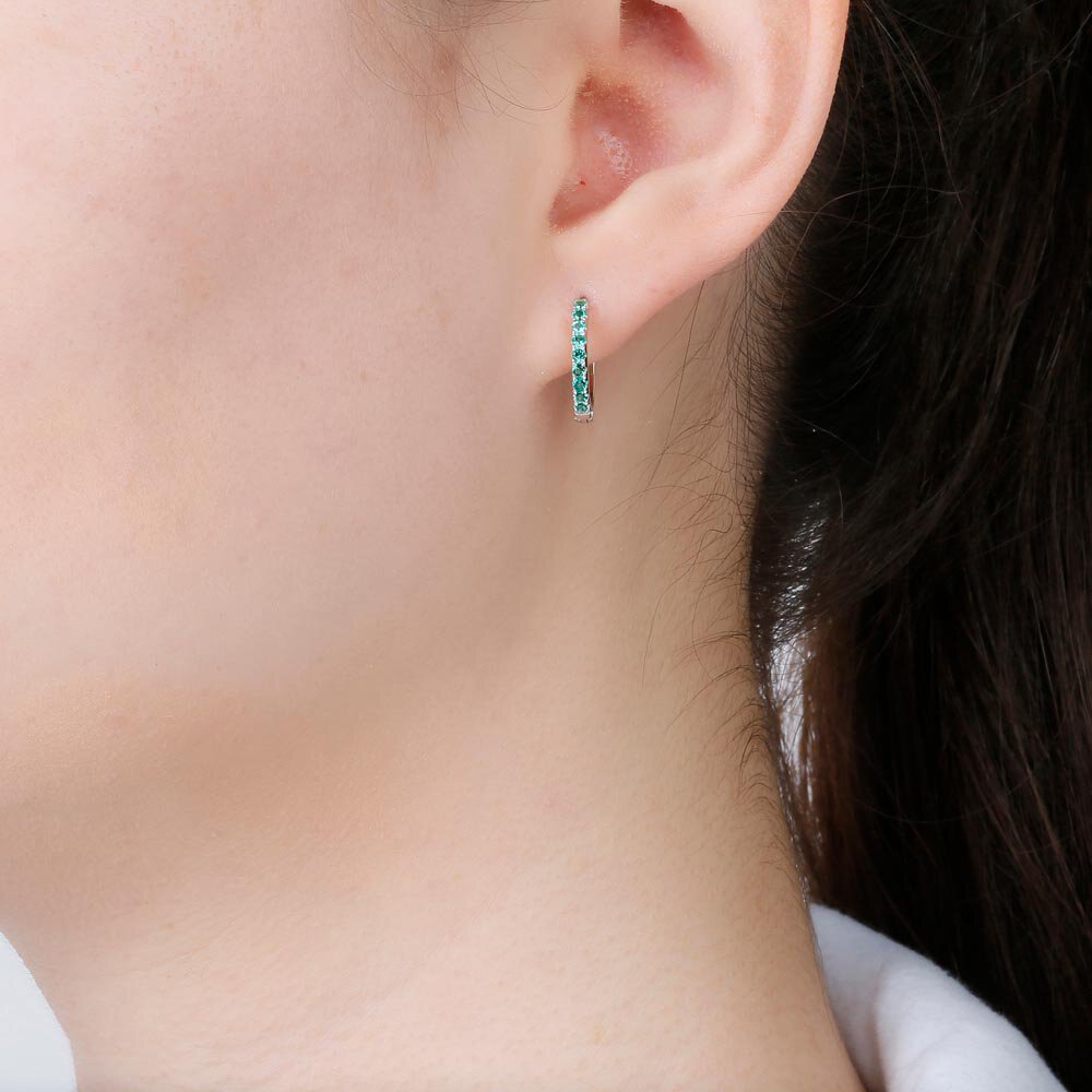 Venus Emerald Hoop Pink Pearl Drop 18ct Gold Vermeil Silver Earring Set #4