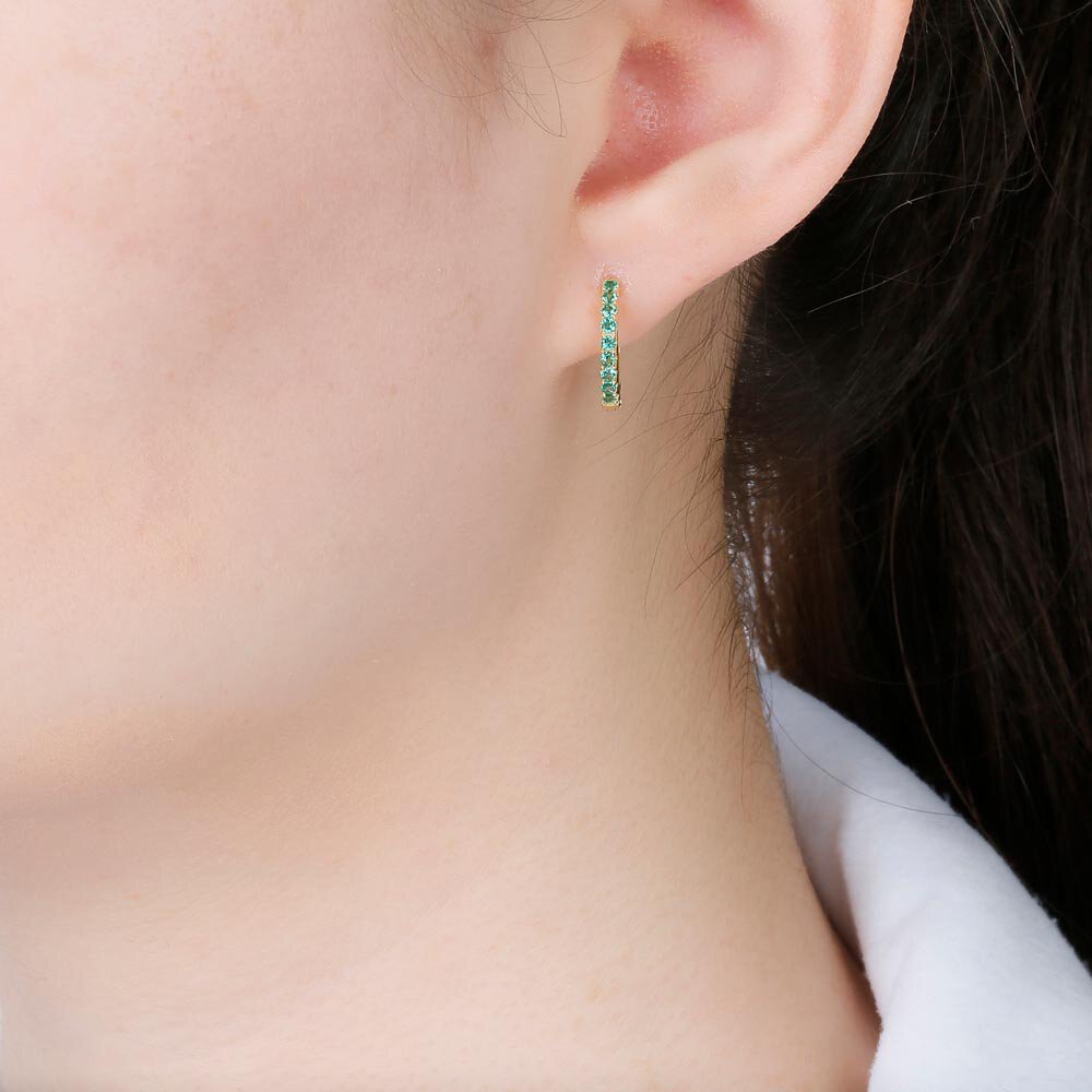 Charmisma Emerald 9ct Gold Hoop Earrings Small #2