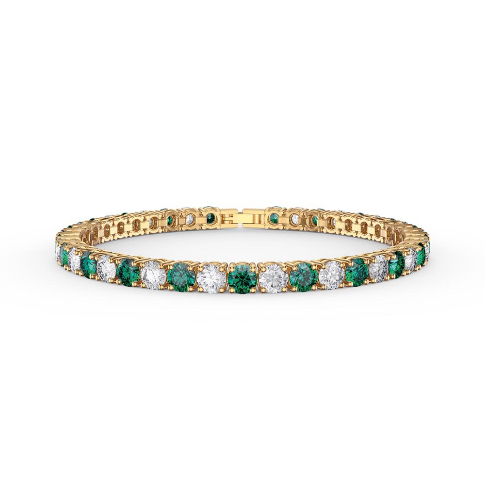Eternity 10ct Eternity Emerald and Diamond CZ 18ct Gold plated Silver Tennis Bracelet
