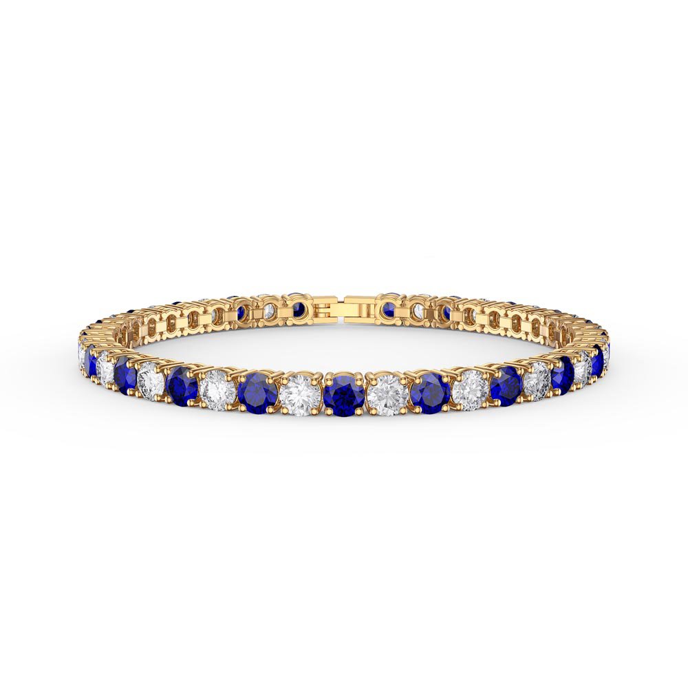 Eternity 10ct Sapphire and Moissanite 18ct Gold Vermeil Tennis Bracelet