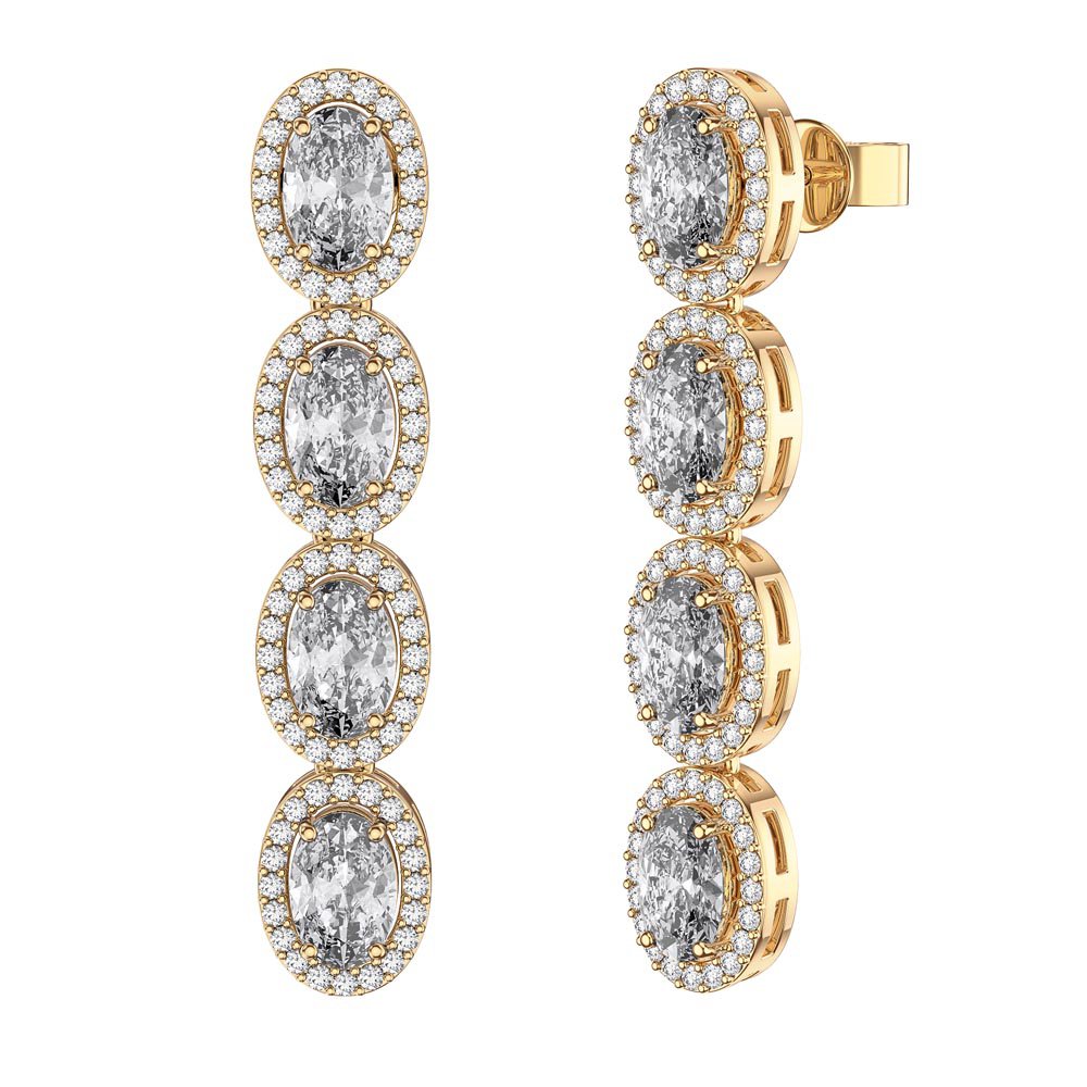 Eternity 4ct White Sapphire Oval Halo 18ct Gold Vermeil Drop Earrings