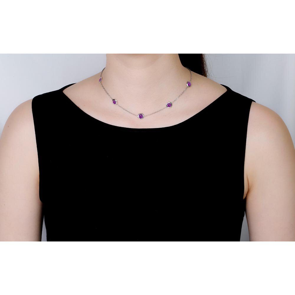 Amethyst By the Yard Platinum plated Silver Choker Necklace #2