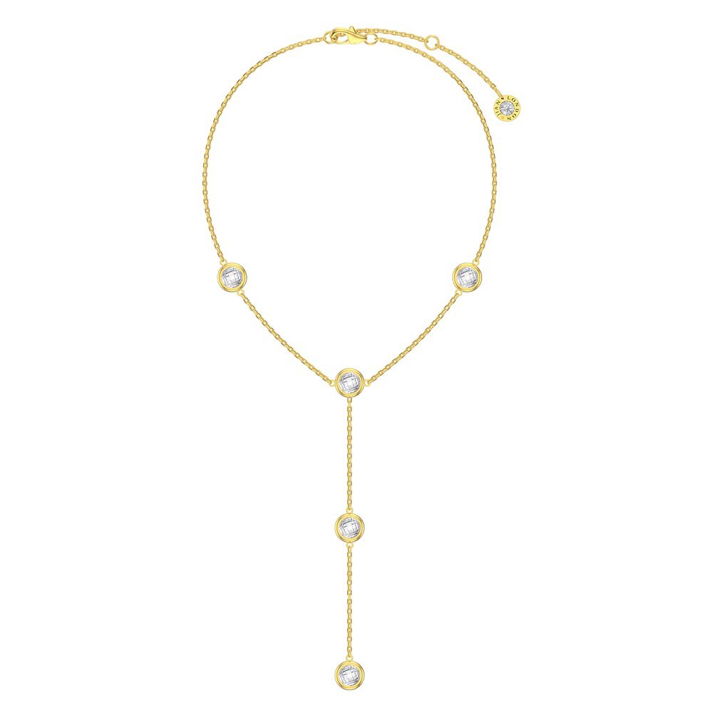 White Sapphire By the Yard 18 Gold Vermeil Lariat Necklace