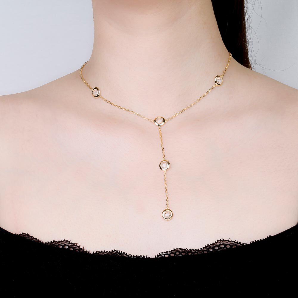 White Sapphire By the Yard 18 Gold Vermeil Lariat Necklace #2