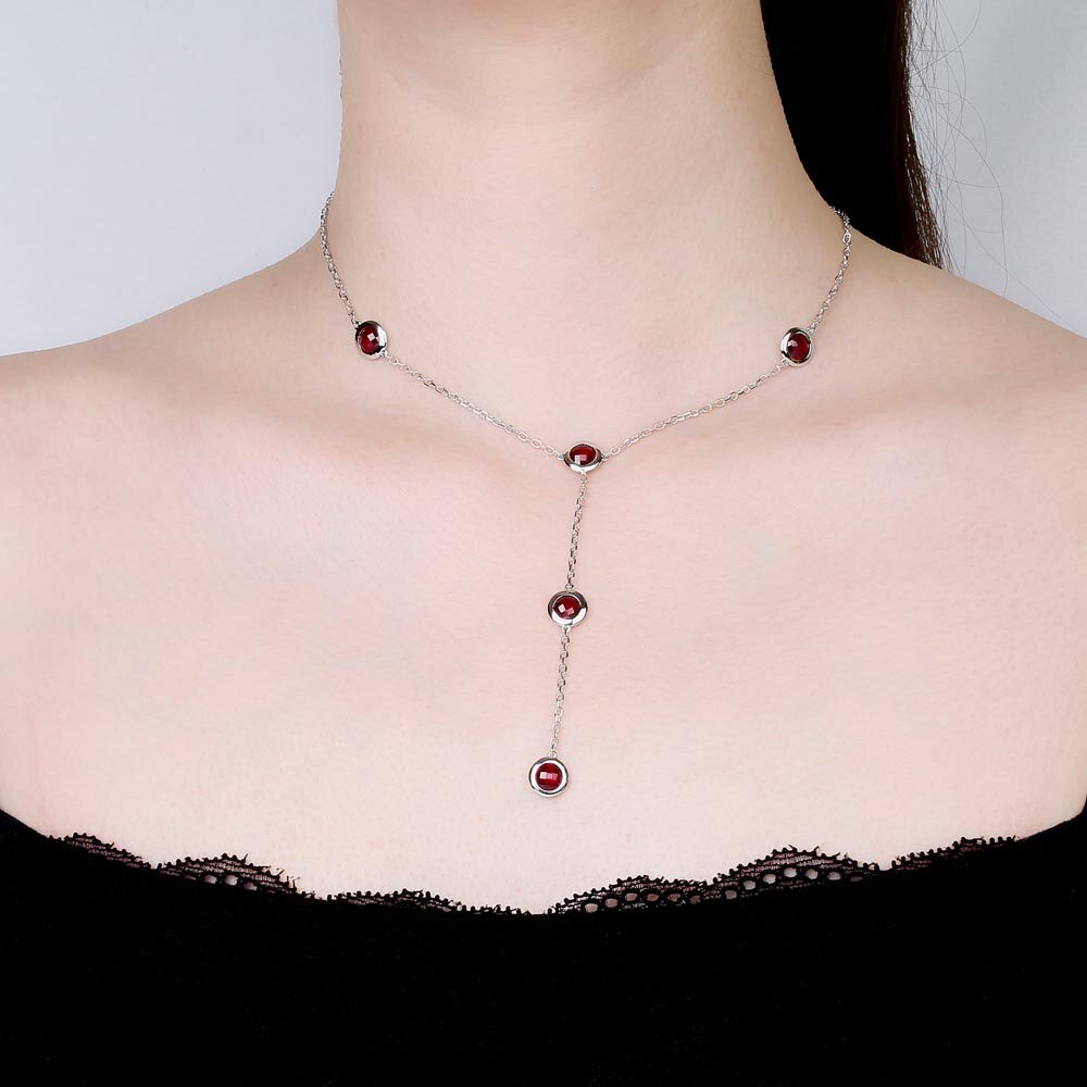 Ruby By the Yard Platinum plated Silver Lariat Necklace #2