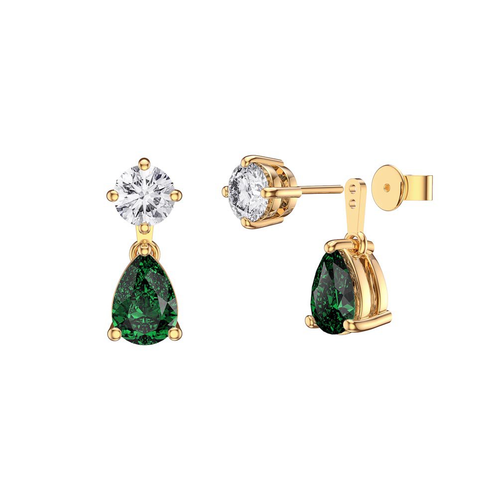 Charisma 6ct Emerald CZ 18ct Gold Vermeil Pear Earring Set