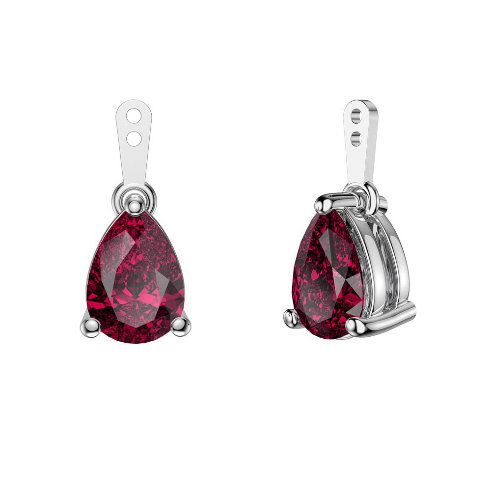 Charisma 4ct Ruby Platinum Plated Silver Pear Earring Drops