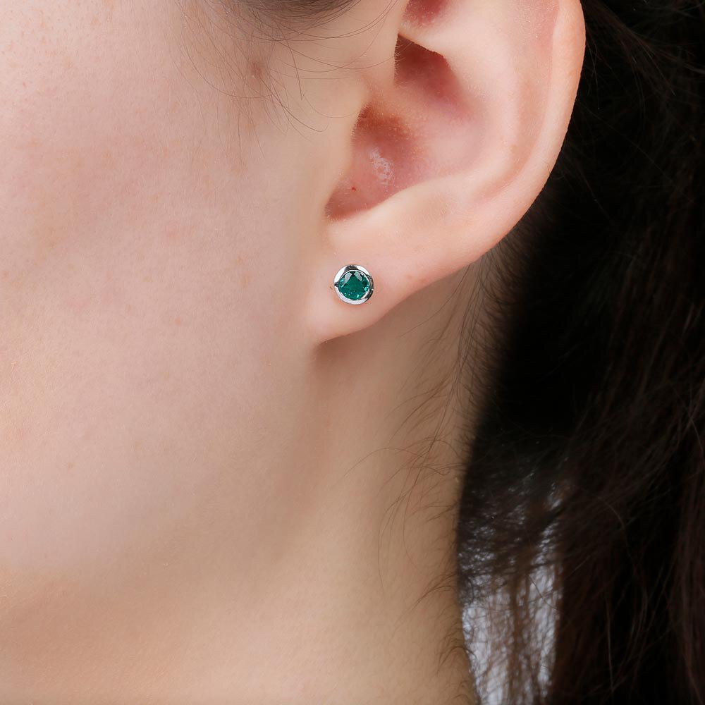 Infinity Emerald Platinum plated Silver Stud Earrings #4
