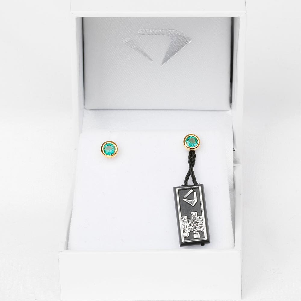 Infinity Emerald and Diamond 18ct Yellow Gold Stud Earrings Halo Jacket Set #5