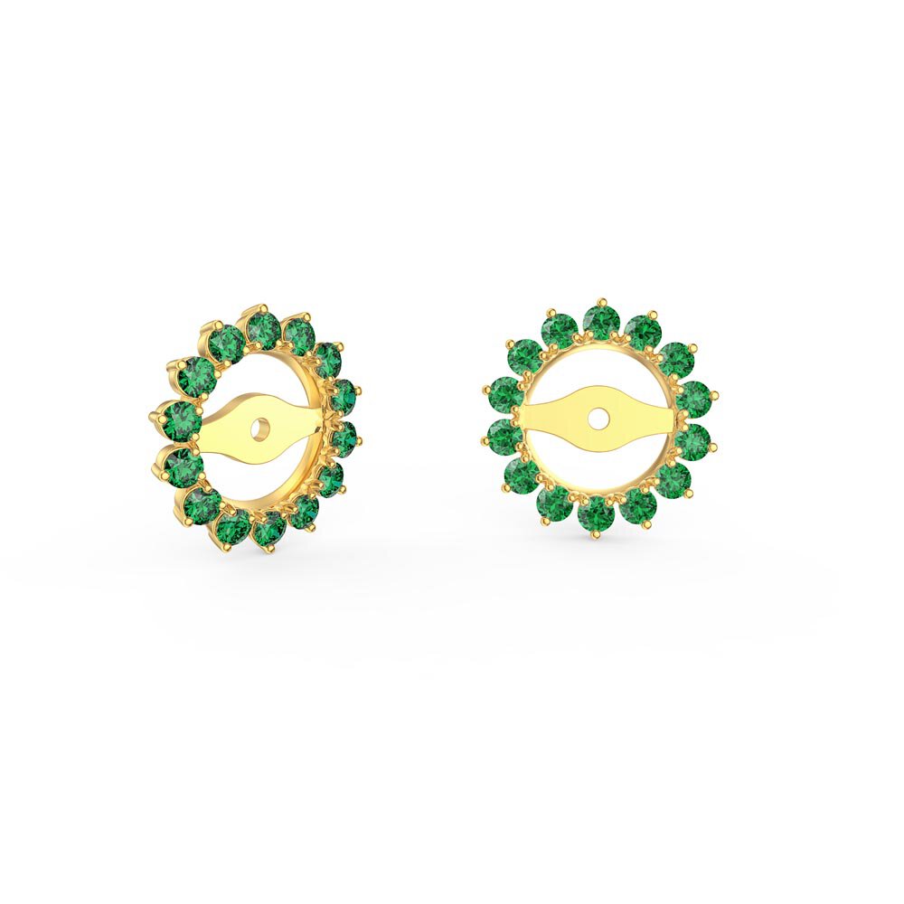Fusion White Sapphire 9ct Yellow Gold Stud Earrings Emerald Halo Jacket Set #3
