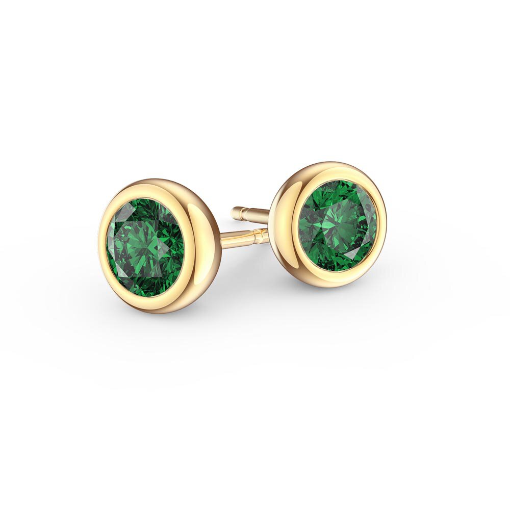 Infinity Emerald and Diamond 18ct Yellow Gold Stud Earrings Halo Jacket Set #3