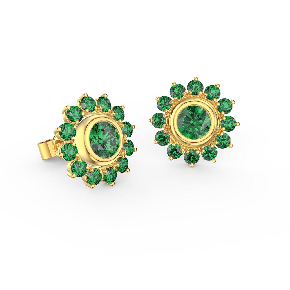 Infinity Emerald 18ct Gold Vermeil Stud Gemburst Earrings Halo Jacket Set #2