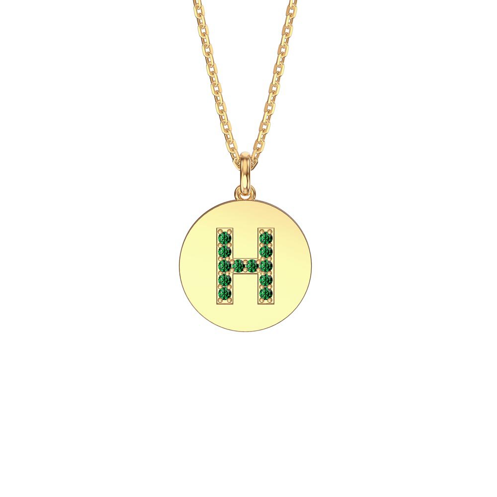 Charmisma Emerald Pave 18ct Gold Vemeil Alphabet Pendant H