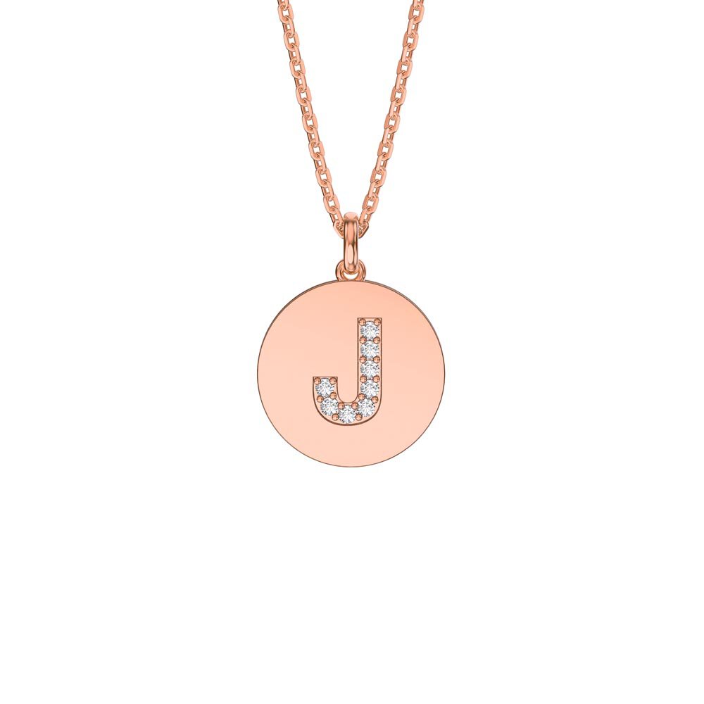 Charisma Moissanite Pave 18ct Rose Gold Vemeil Alphabet Pendant J