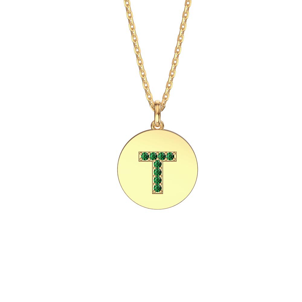 Charmisma Emerald Pave 18ct Gold Vemeil Alphabet Pendant T