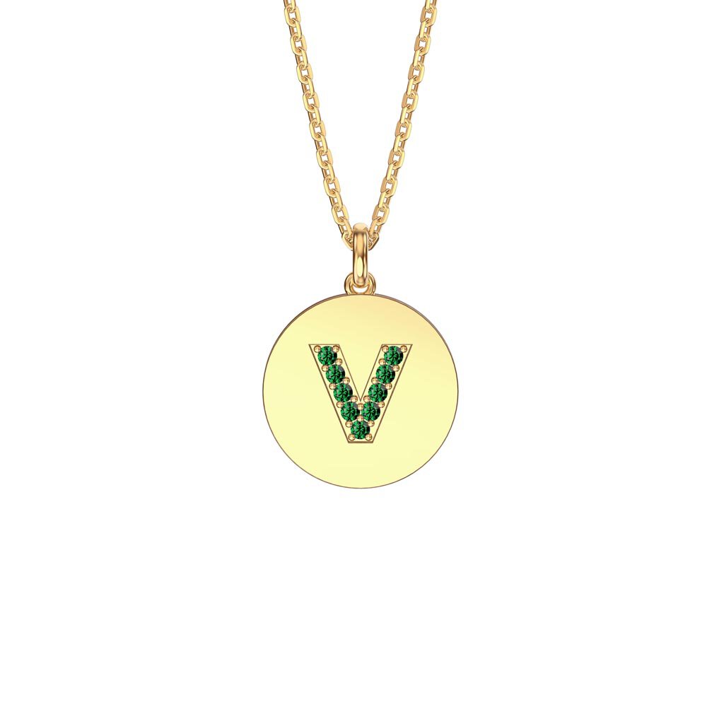 Charmisma Emerald Pave 18ct Gold Vemeil Alphabet Pendant V