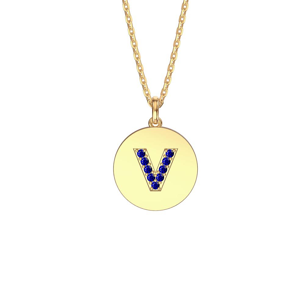 Charisma Sapphire Pave 18ct Gold Vemeil Alphabet Pendant V