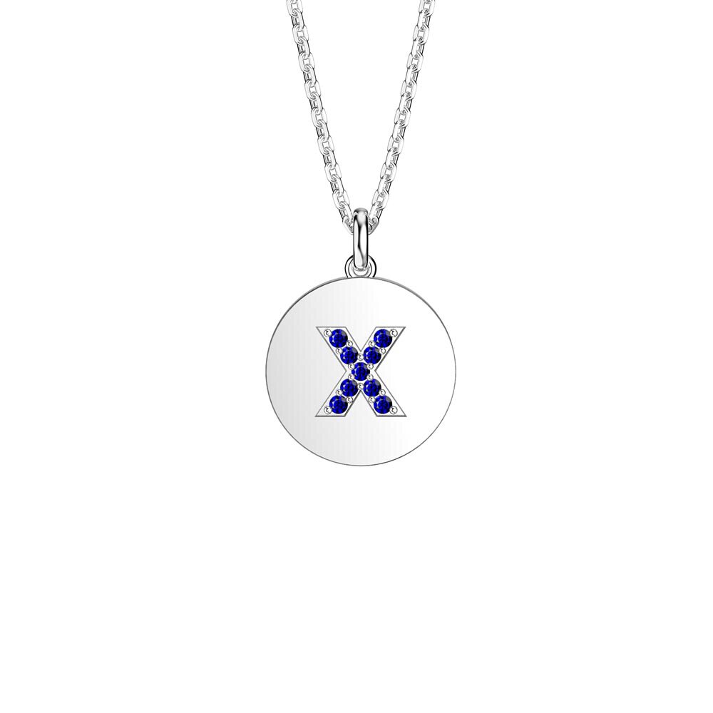 Charisma Sapphire Pave Platinum plated Silver Alphabet Pendant X