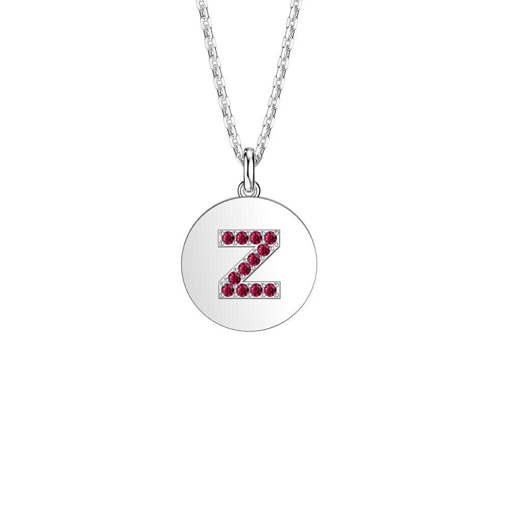 Charmisma Ruby Pave Platinum plated Silver Alphabet Pendant Z