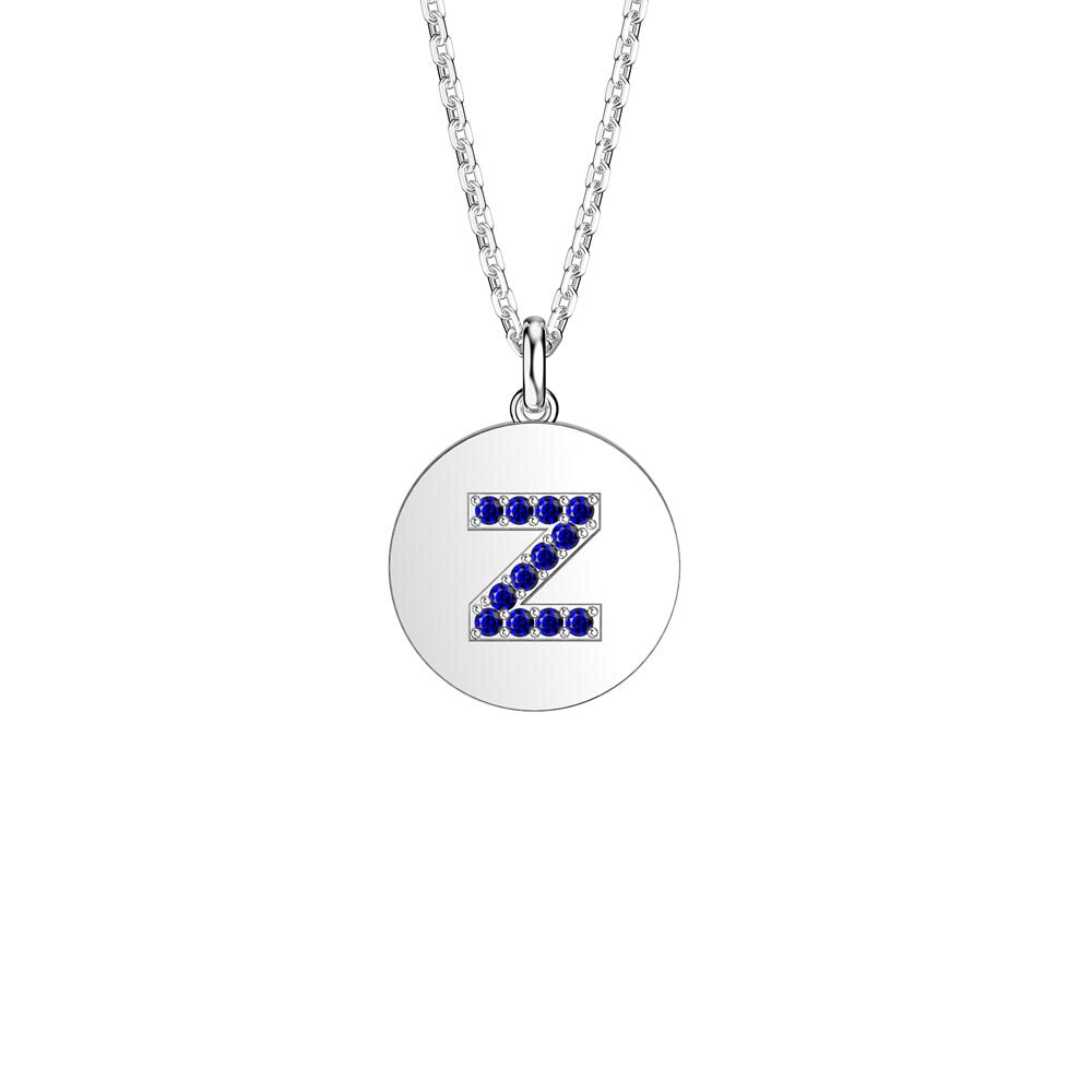 Charisma Sapphire Pave Platinum plated Silver Alphabet Pendant Z