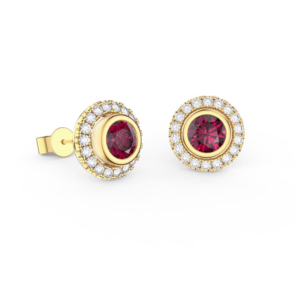 Infinity Ruby and Moissanite 18ct Gold Vermeil Stud Earrings Halo Jacket Set #2