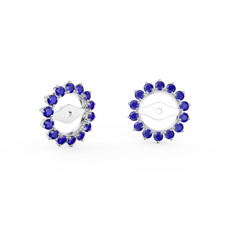 Fusion White Sapphire 9ct White Gold Stud Earrings Sapphire Halo Jacket Set #3