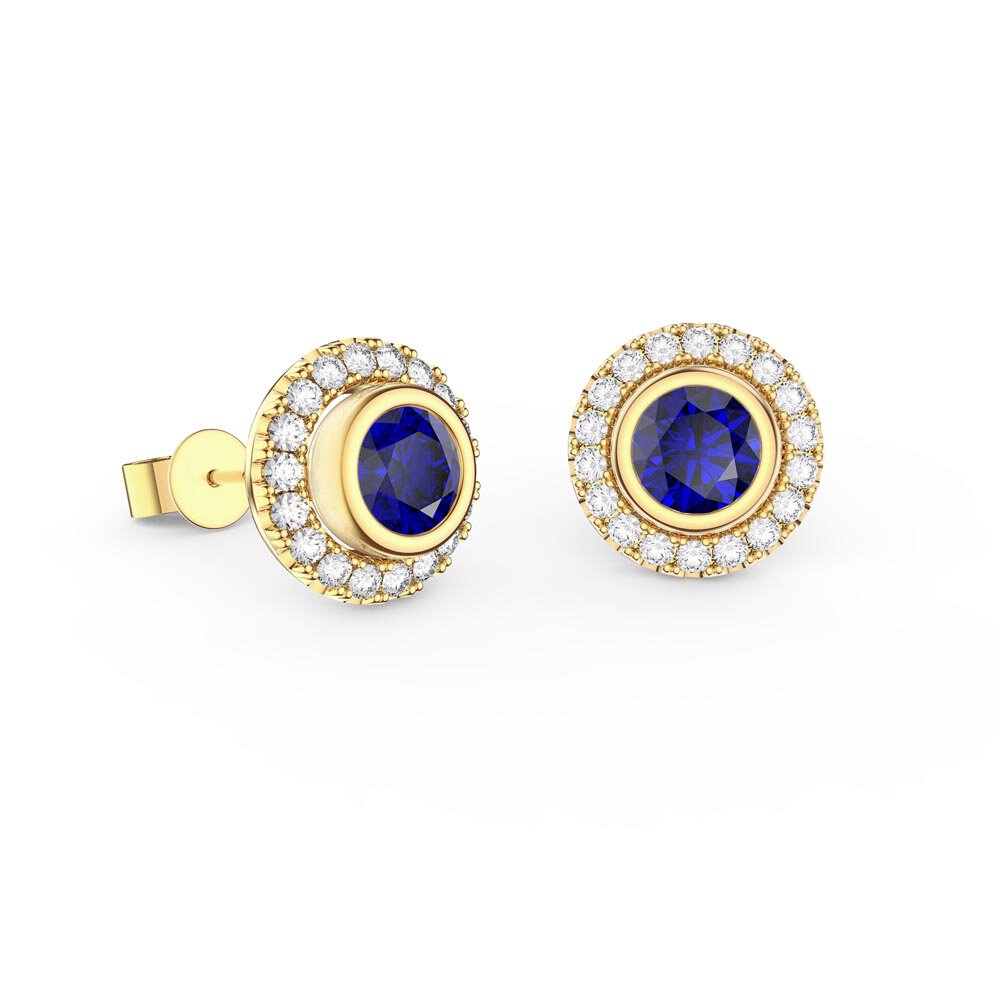 Infinity Sapphire and Moissanite 18ct Gold Vermeil Stud Earrings Halo Jacket Set #2