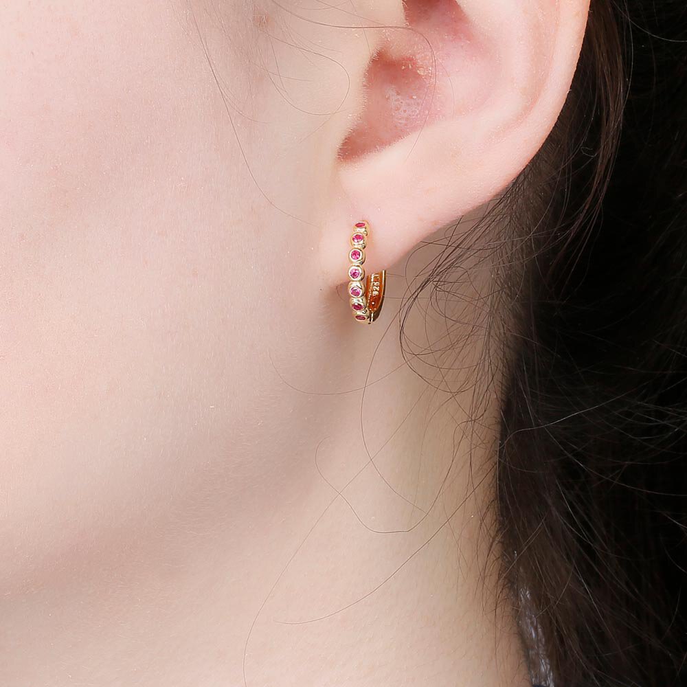 Infinity Ruby 18ct Gold Hoop Earrings Small #2