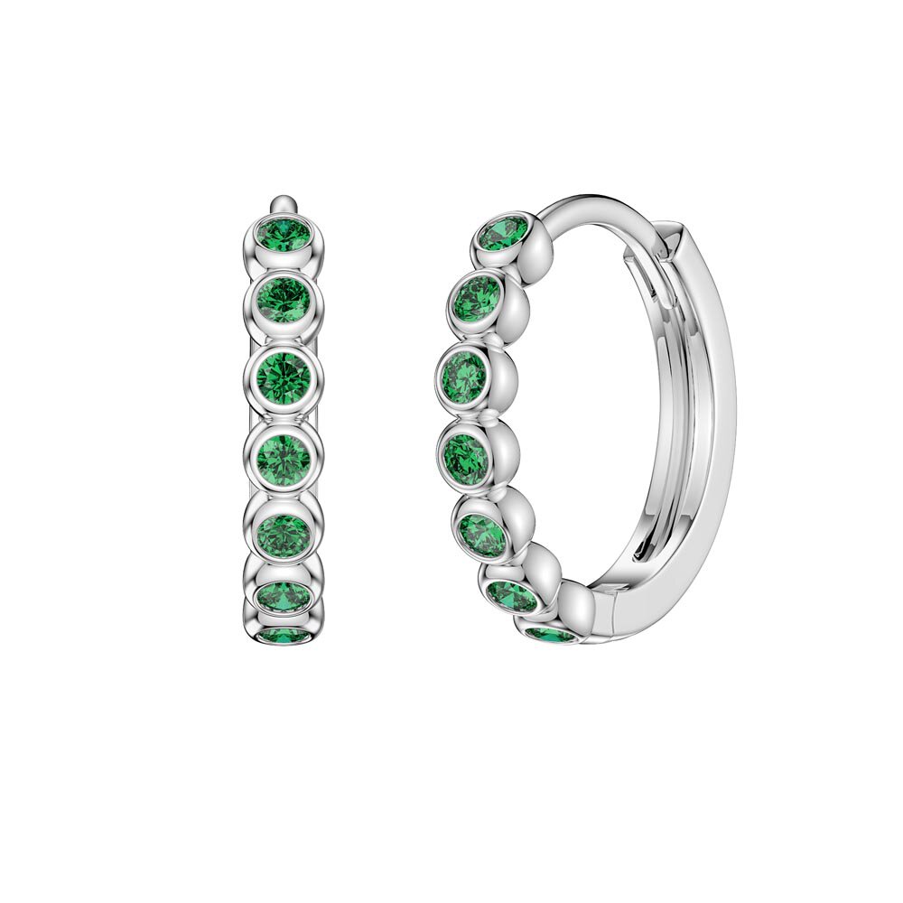 Infinity Emerald 18ct White Gold Hoop Earrings Small