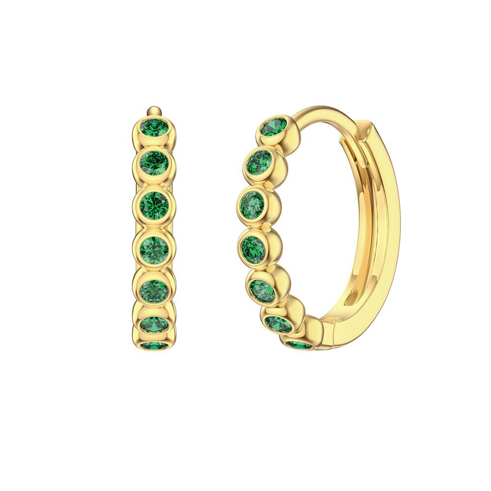 Infinity Emerald 9ct Gold Hoop Earrings Small #1