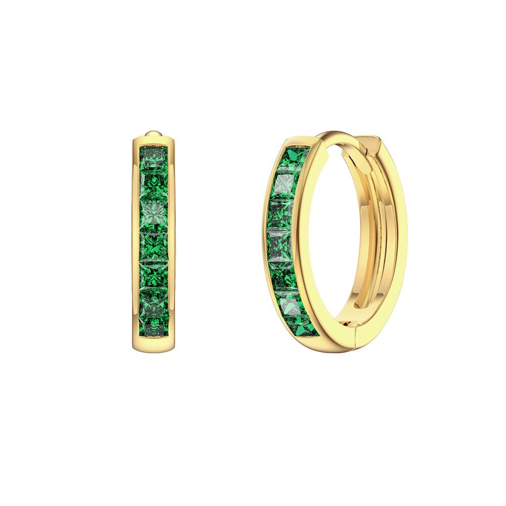 Princess 2ct Emerald Emerald Cut Halo 18ct Gold Vermeil Interchangeable Emerald Hoop Drop Set #10