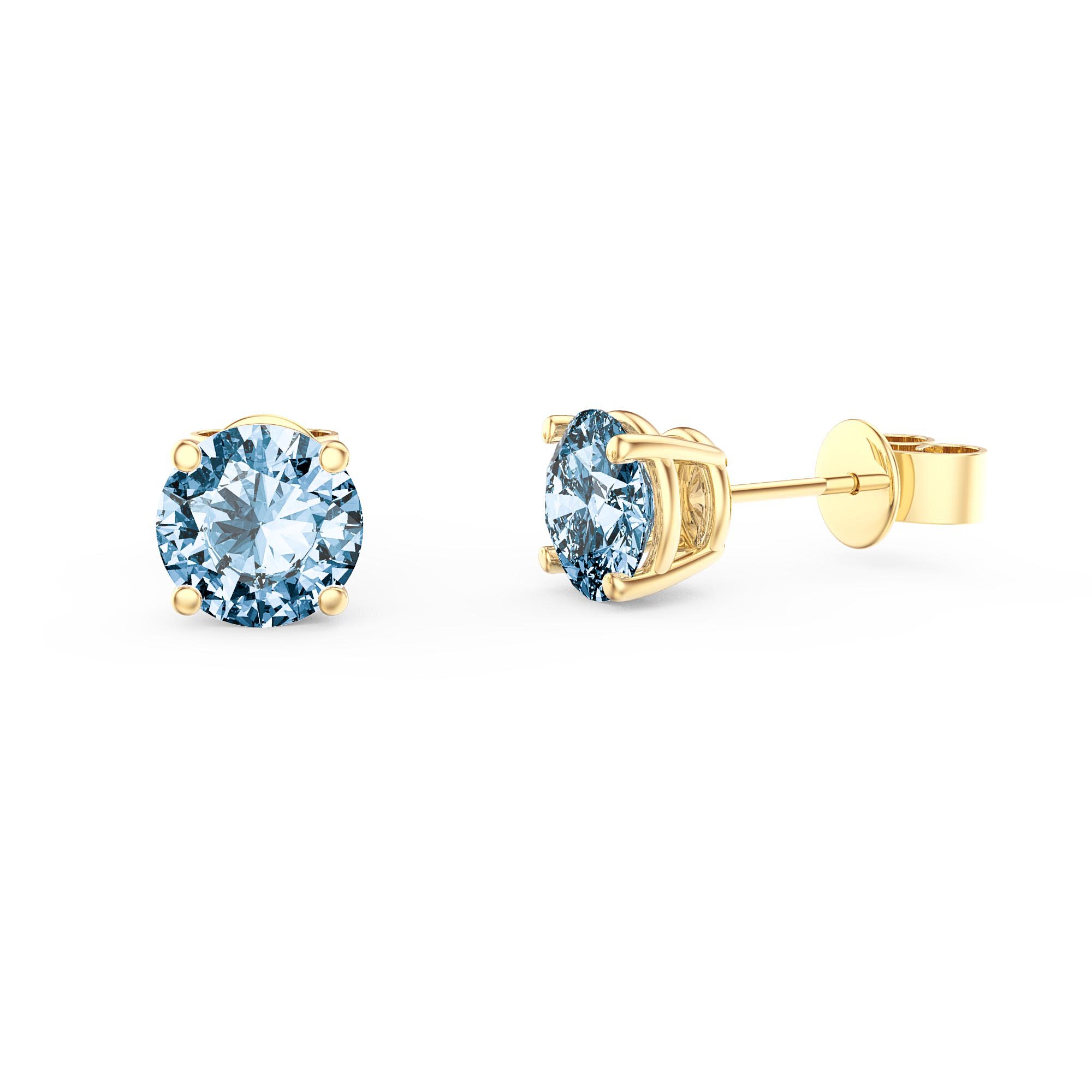Quality 6mm Blue 9ct Gold Filled Basket Stud Earrings 9K Womens Girls CZ BE903 