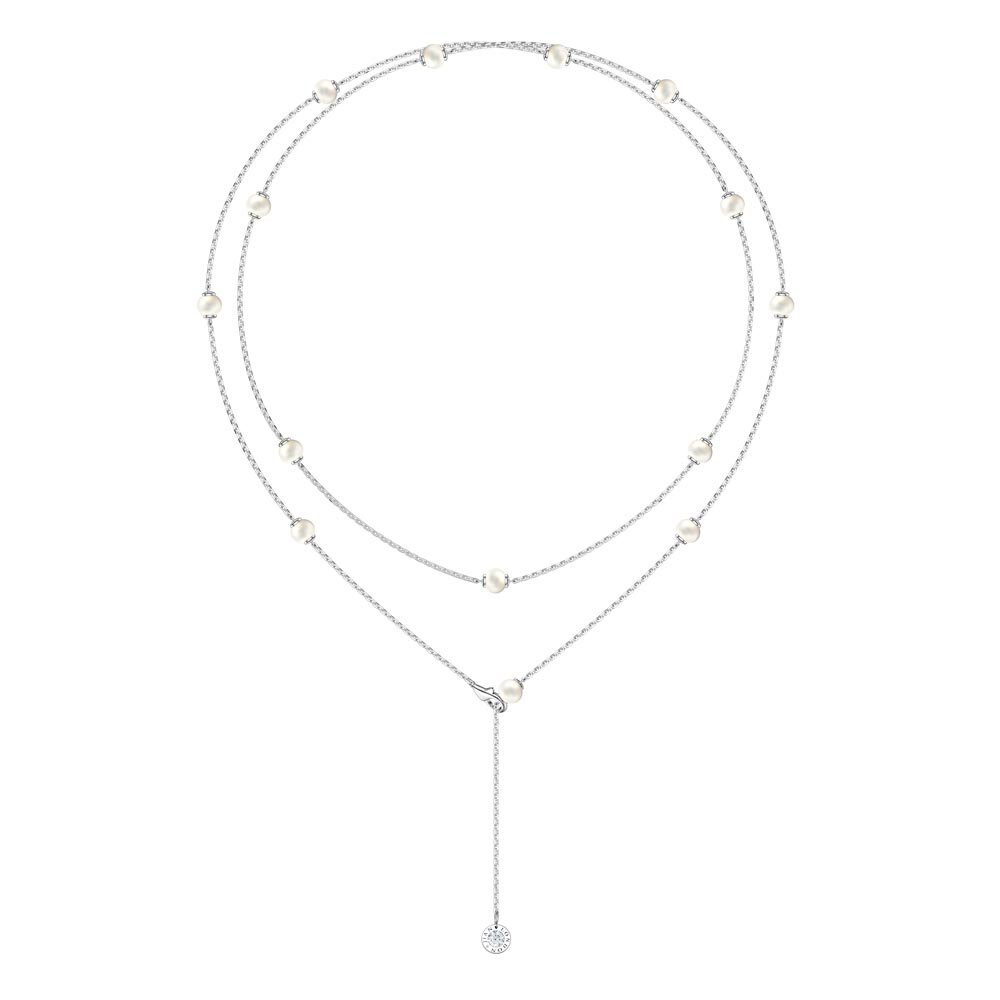Akoya Pearl By the Yard 18ct White Gold Necklace 36inch with Diamond #2