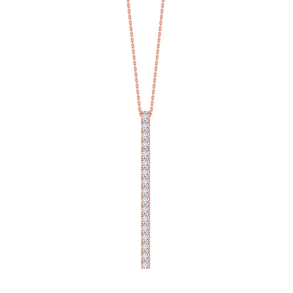 Eternity White Sapphire 18ct Rose Gold Vermeil Line Drop Pendant Necklace
