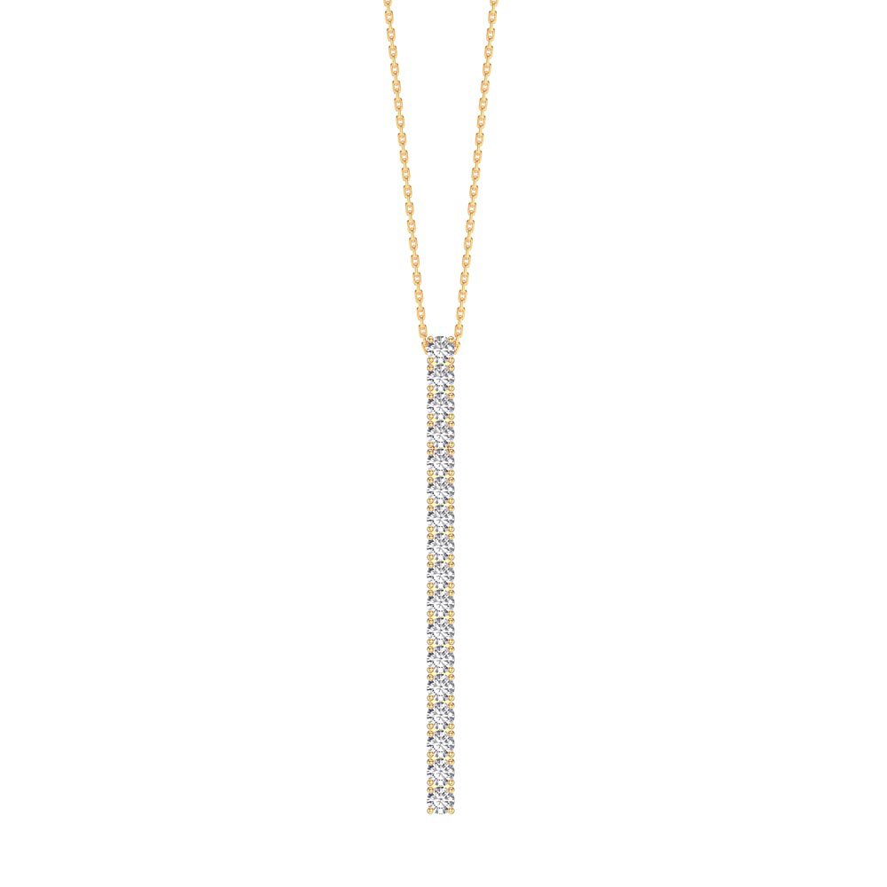 Eternity White Sapphire 18ct Gold Vermeil Line Drop Pendant Necklace #1