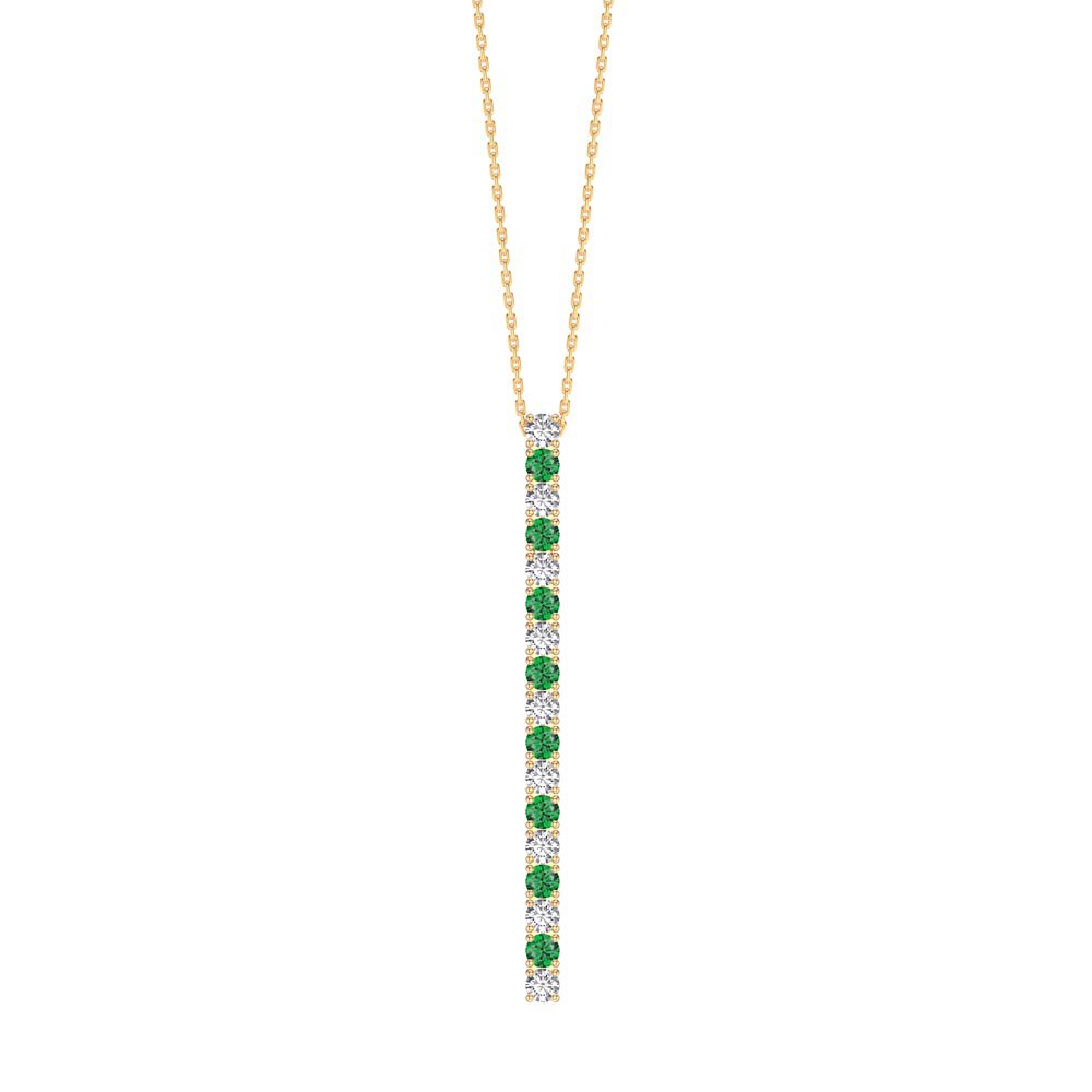 Eternity Emerald and White Sapphire 18ct Gold Vermeil Line Drop Pendant ...