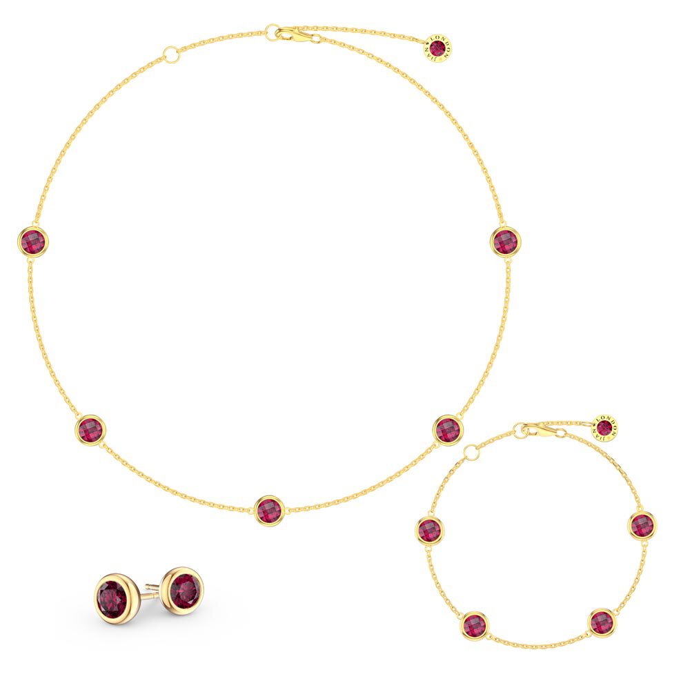 Ruby By the Yard 18ct Gold Vermeil Jewellery Set