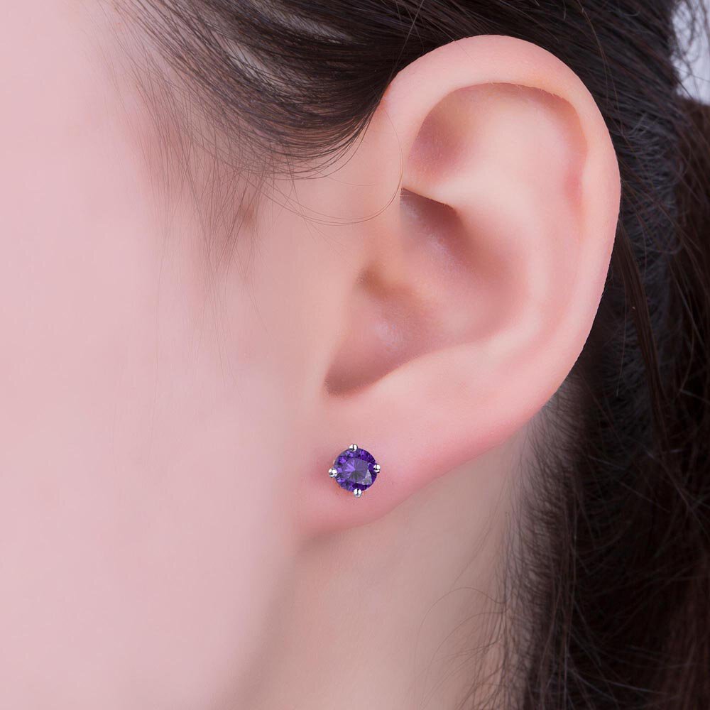 Fusion 1ct Amethyst 9ct White Gold Stud Earrings Halo Jacket Set #4