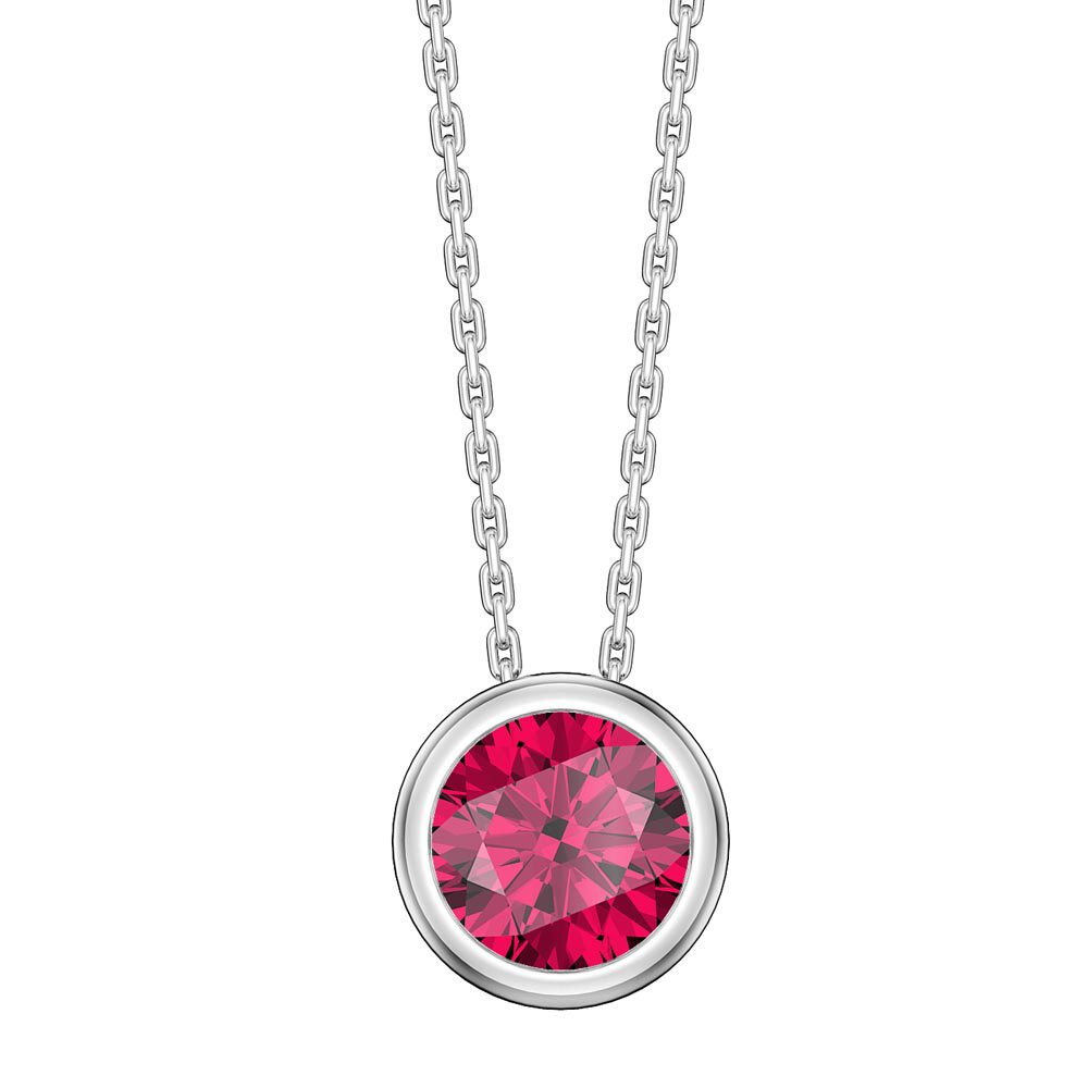 Infinity 1.0ct Ruby Solitaire 9ct White Gold Bezel Pendant