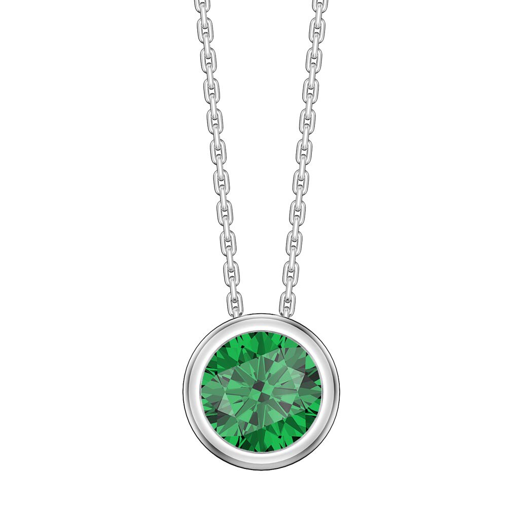 Infinity 1.0ct Emerald Solitaire 18ct White Gold Bezel Pendant