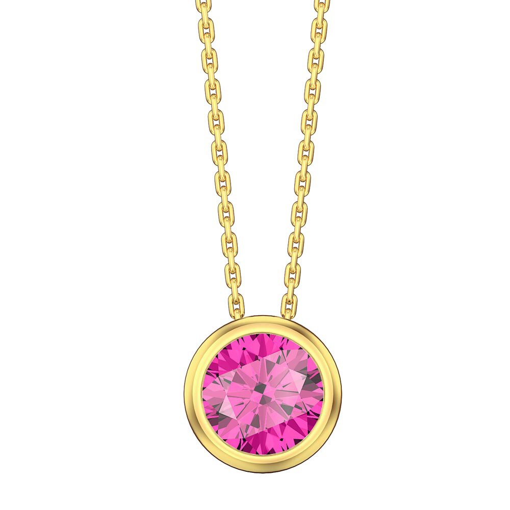 Infinity 1.0ct Pink Sapphire Solitaire 18ct Gold Vermeil Bezel Pendant