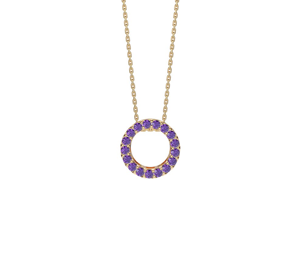 Infinity Amethyst Solitaire and Halo 18ct Gold Vermeil Pendant Set #2