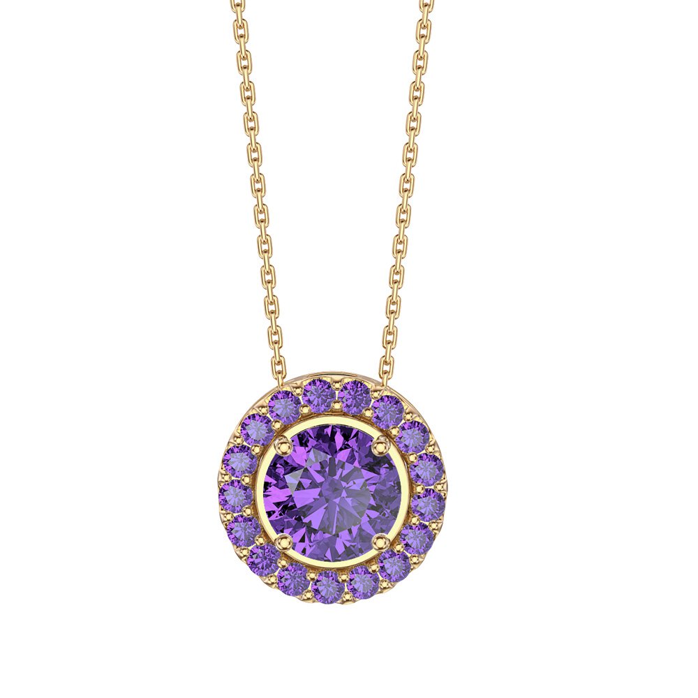 Infinity Amethyst Solitaire and Halo 18ct Gold Vermeil Pendant Set