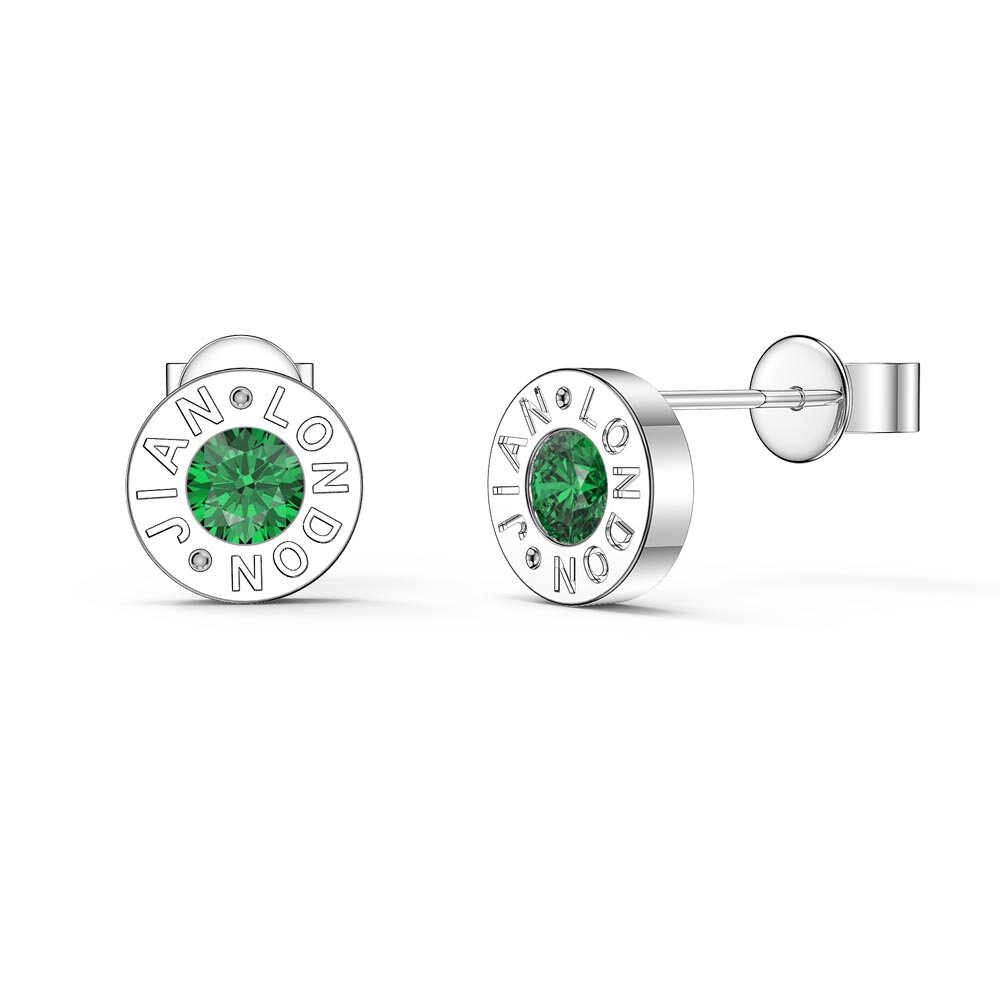 Charmisma Emerald Platinum plated Silver Dainty Stud Earrings