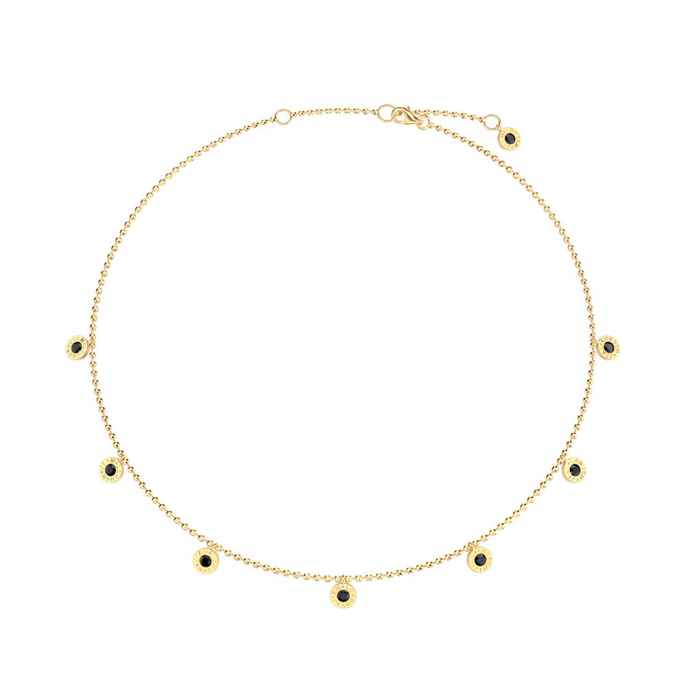 Charmisma Onyx 18ct Gold Vermeil Drop Choker Necklace