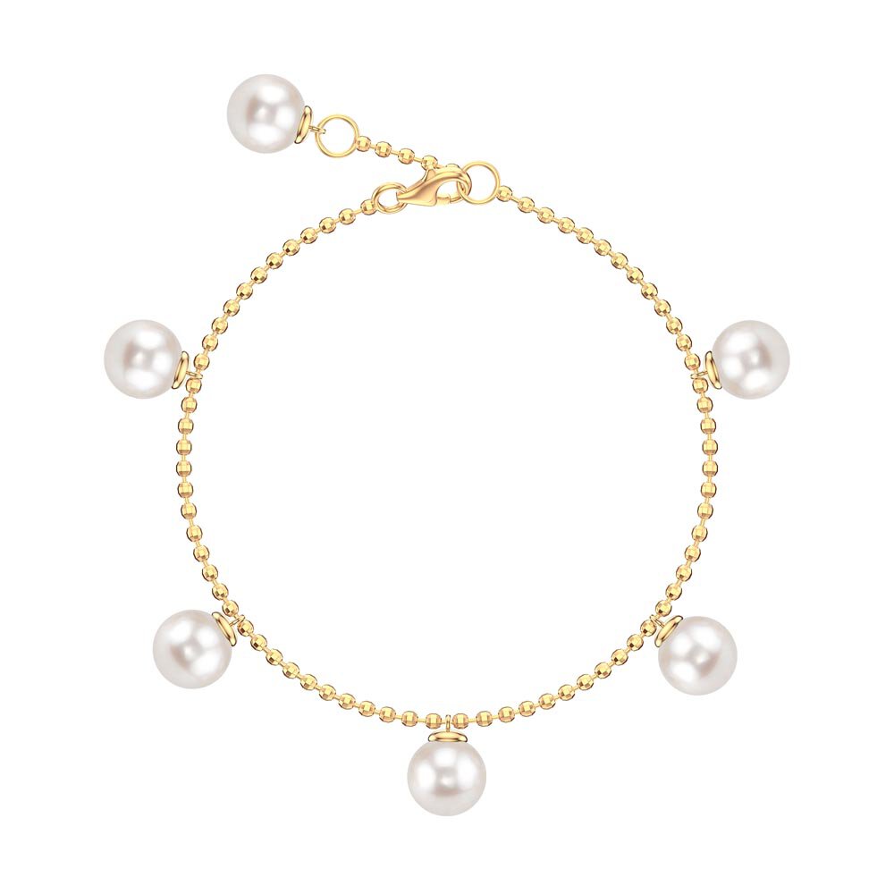 Venus Round Pearl 18ct Gold Vermeil Drop Bracelet